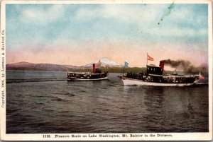 Postcard Pleasure Boats on Lake Washington with Mt. Rainier in the Distance