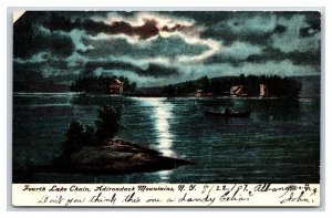 Fourth Lake Night View Adirondack Mountains New York NY UNP UDB Postcard U1