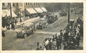 c1910 Patriotic Parade Street Birdseye View Automobiles Floats RPPC Real Photo