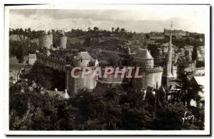 Old Postcard Fougeres General view of the Chateau taking St Sulpice rocks