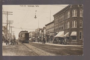 Shawano WISCONSIN RPPC 1911 MAIN STREET Added On TROLLEY nr Green Bay Bonduel KB