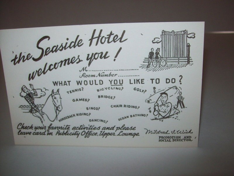 Seaside Hotel Atlantic City Postcard Trade Card New Old Stock Unused Vintage