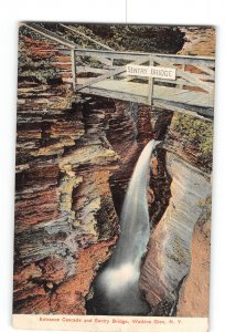 Watkins Glen New York NY Postcard 1907-1915 Entrance Cascade and Sentry Bridge