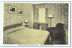 c1920's Bishop's Se Rancho Motor Lodge Bed Room Salt Lake City Utah UT Postcard