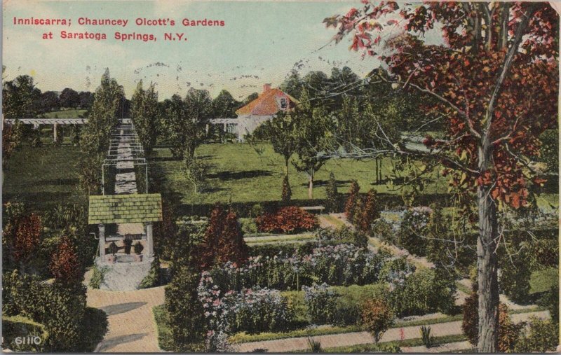 Postcard Inniscarra Chauncey Olcott's Gardens Saratoga Springs NY