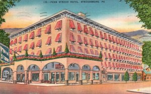 Vintage Postcard 1952 Penn. Stroud Hotel Building Stroudsburg Pennsylvania PA