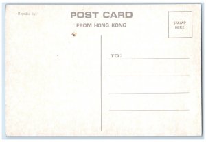 1950 Repulse Bay Statue Buddha God Animal Stairs Temple Hong Kong Postcard