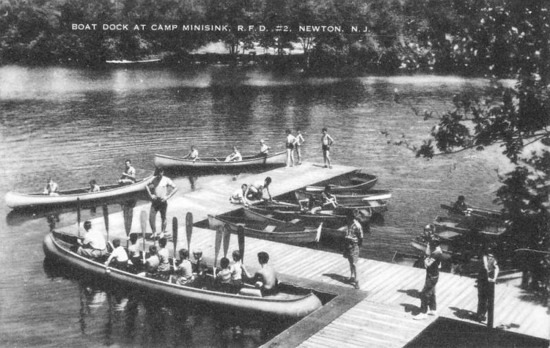 Newton New Jersey Camp Minisink Boat Dock Antique Postcard K61741