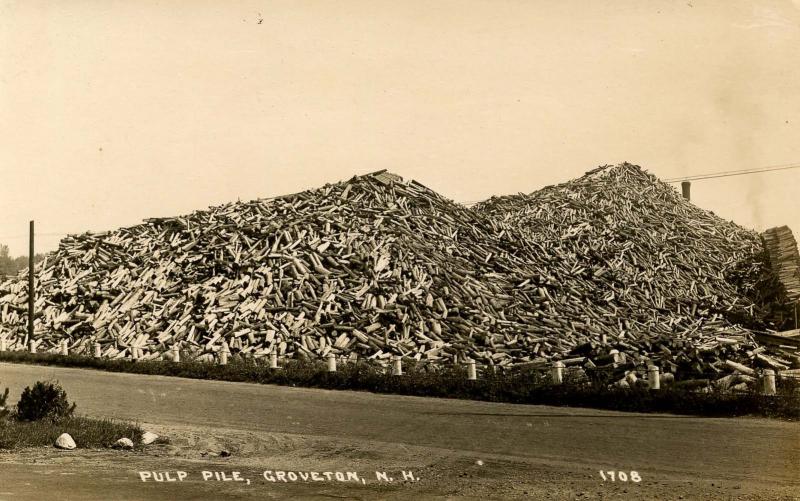 NH - Groveton. Pulp Pile at the Mill.   *RPPC