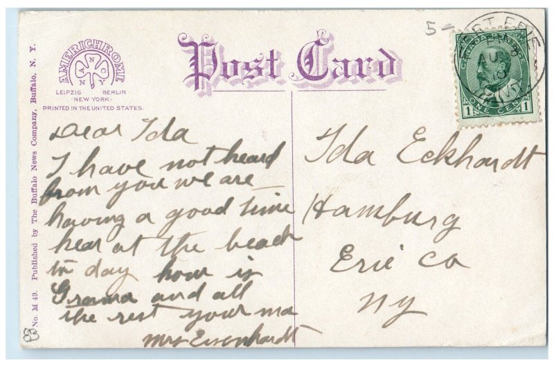 1910 Steamer Smoke Bathing Scene, Fort Erie Beach Fort Erie Canada Postcard