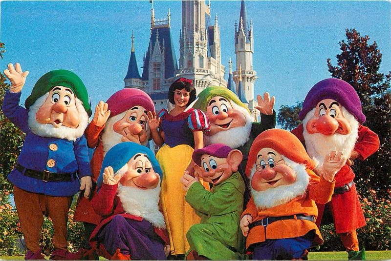 Snow White Seven Dwarfs Magic Kingdom Disney World Orlando Florida Postcard