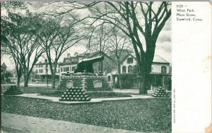 West Park, Cannon and Balls, Main Street, Stamford CT UDB Vintage Postcard P45