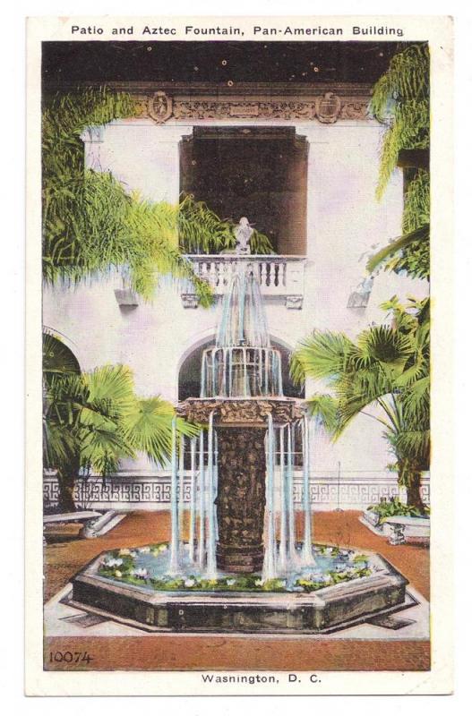 Washington DC Postcard Pan American Building Patio Fountain