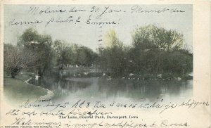 Postcard 1908 Iowa Davenport Lake Central Park Montgomery undivided 22-13895