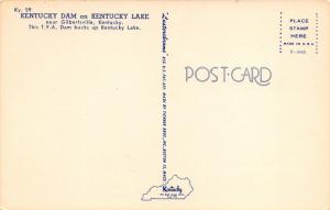 Gilbertsville Kentucky Dam on KY Lake Bird's Eye View~Train Crossing~1950s Pc