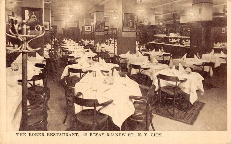 New York City New York interior view The Rorer Restaurant antique pc Z12006