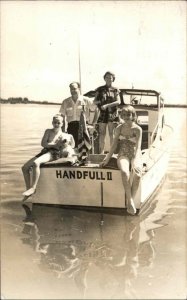 Clearwater Florida FL Cancel Pleasure Boat HANDFULL II & Family RPPC Postcard