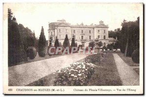 Old Postcard Chaudron en Mauges Chateau du Plessis I Villoutreys of Pond View