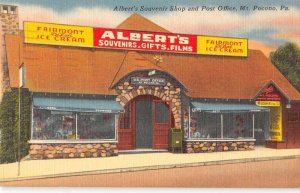 Mt Pocono Pennsylvania Albert's Souvenir Shop and Post Office Postcard AA32310