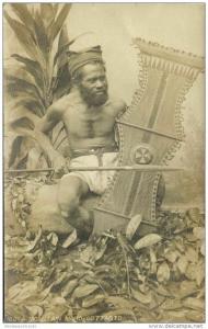 philippines, COTABATO, Armed Native Mountain Moro Warrior, Shield (1910s) RPPC