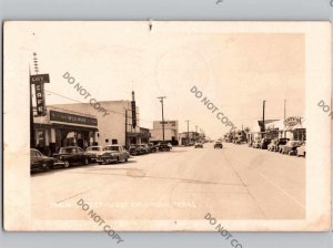 c1950 Main St Street View WEST COLUMBIA Texas TX Brazoria County RPPC Real Photo
