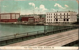 View from Girder Bridge, Rockford IL c1909 Vintage Postcard C46