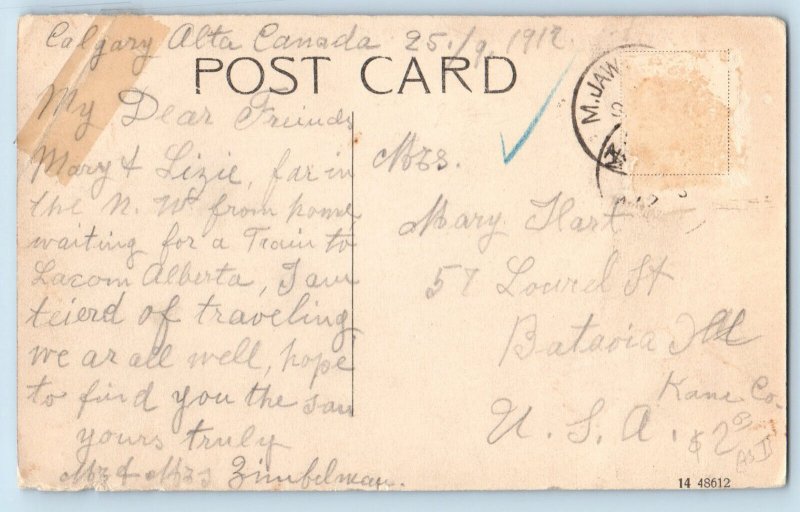 Calgary Alberta Canada Postcard 8th Avenue Looking West from Centre St. 1912