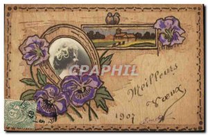 Old Postcard Fantaisie Horseshoe (wooden board)