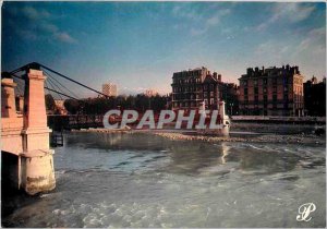 Modern Postcard Grenoble Isere at the suspension bridge