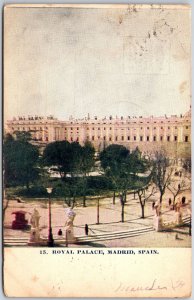 1908 Royal Palace Madrid Spain Monument Square Fountain Posted Postcard