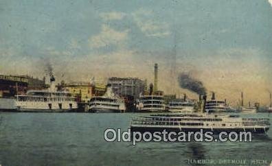 Harbor, Detroit, Michigan, MI USA Steam Ship 1913 crease, a lot of corner wea...