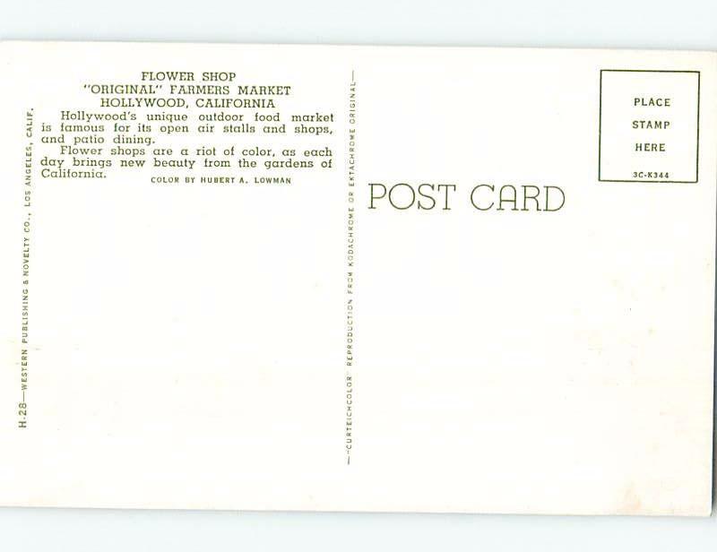 Unused Pre-1980 CEDRIC'S FLOWER SHOP Hollywood - Los Angeles CA hp0547-12