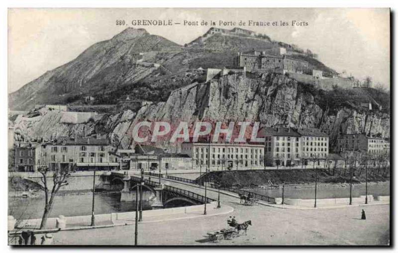 Grenoble Old Postcard Bridge Gate France and strong