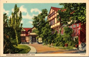 Linen Postcard Rookwood Pottery in Cincinnati, Ohio