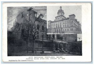 c1920s City Building Showing Ruins After Fire Portland Maine ME Vintage Postcard 