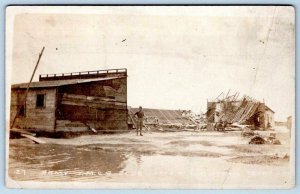 1915 RPPC YMCA ARMY BLDG*TEXAS CITY AFTER THE STORM*DISASTER*HURRICANE*GALVESTON 