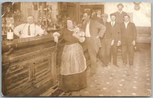 SALOON ANTIQUE REAL PHOTO POSTCARD RPPC Tavern SAVAGE CLUB