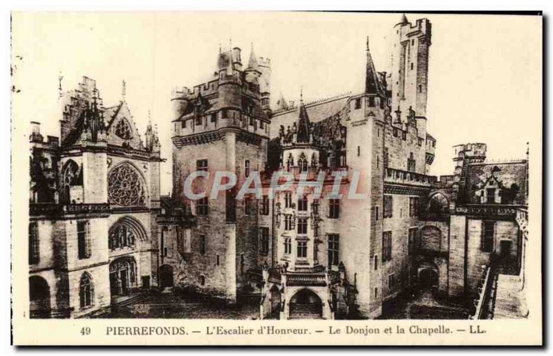Old Postcard Pierrefonds L & # 39Escalier D & # 39Honneur Le Donjon Et La Cha...