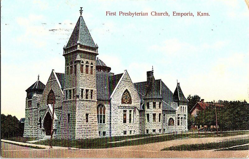 First Presbyterian Church Emporia Kansas Vintage Postcard Standard View Card 