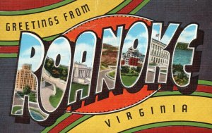 Vintage Postcard 1930's Greetings From Roanoke Virginia Keys To View Other Side