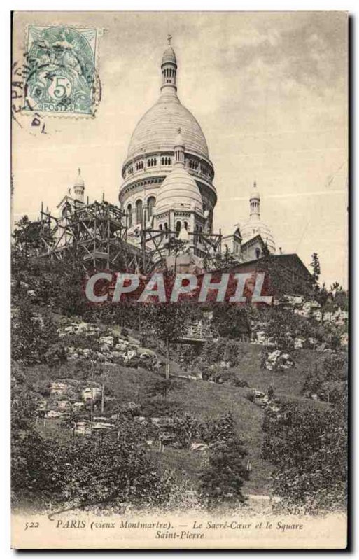 Old Postcard Paris Le Sacre Coeur and St. Peter's Square
