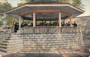 BAND STAND & ROLLER COASTER WONDERLAND PARK WICHITA KANSAS POSTCARD 1908