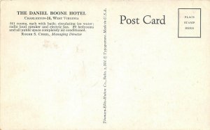 Charleston West Virginia 1940s Postcard The Daniel Boone Hotel