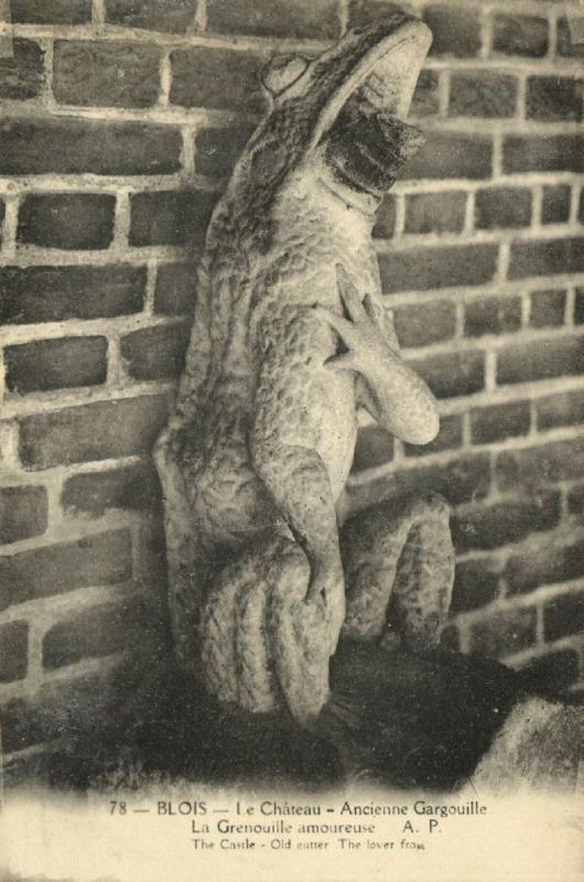 La Grenouille Amoureuse, Frog in Love, Old Gutter Blois Castle France (1920s)