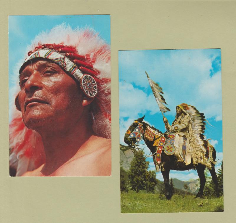 Four Chiefs RPPC Postcards Native American Indian Horses Regalia