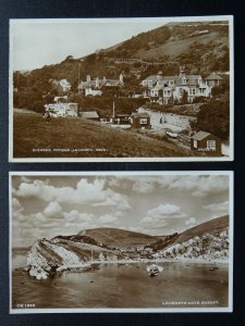 Dorset 2 x LULWORTH COVE Bishops Cottage c1926 RP Postcard by H.J. Chaffey