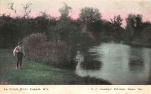 Vintage Postcard 1910's La Crosse River Bangor Wisconsin G.C. Groezinger Pub.