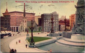 Monument Place Looking Northeast from Market Indianapolis IN Postcard PC12