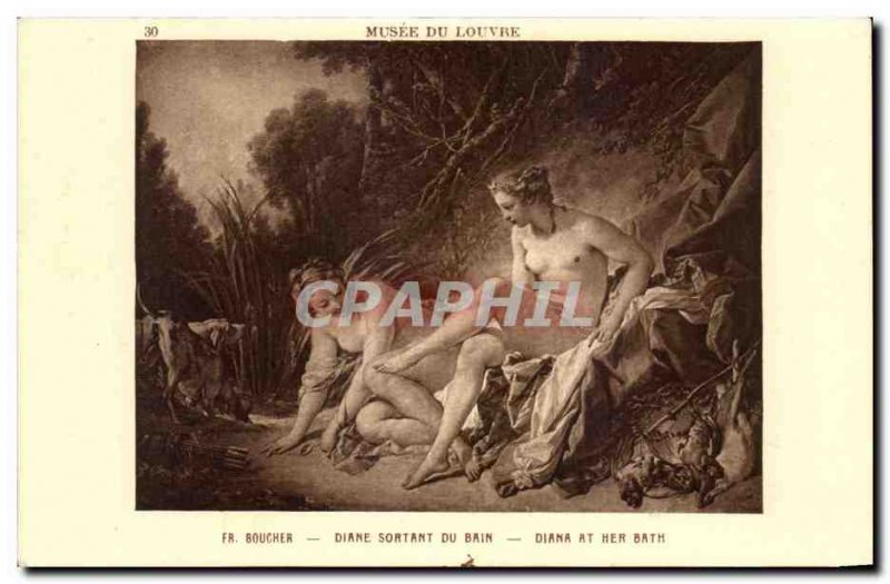 Old Postcard Musee Du Louvre Diane Boucher Diana Leaving Du Bain At Sea Bath