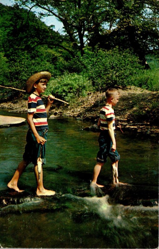 Fishing Me and Huck Finn Greetings From Ayer Massachusetts 1958